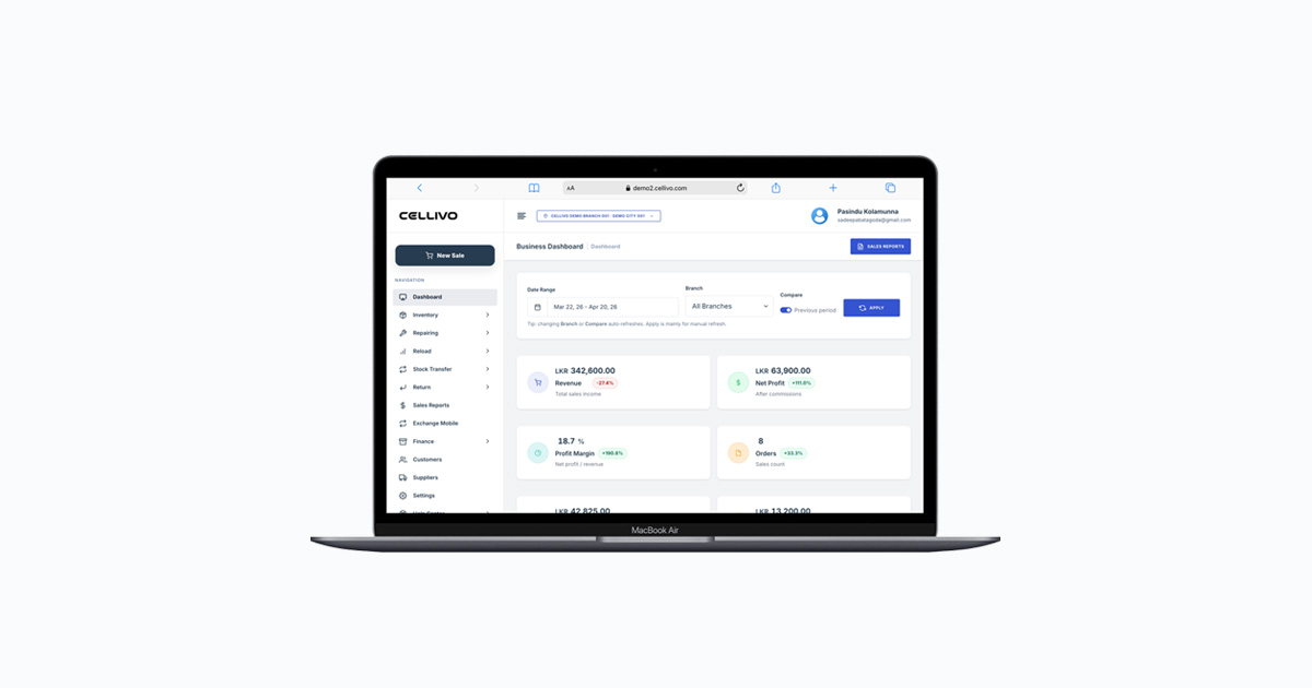 POS system for phone shop dashboard with billing and inventory
